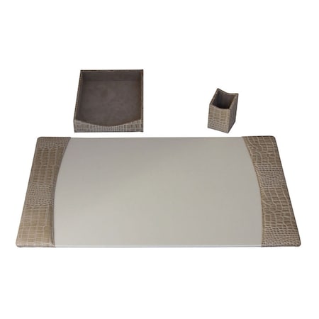 Dacasso Protacini Breeze BeigeItalian Patent Leather 3-Piece Desk Set DF-6337